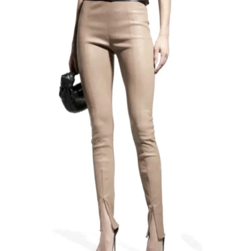 Jason Wu Pants Trousers Womens Large Beige Vegan Faux Leather Size M NWT